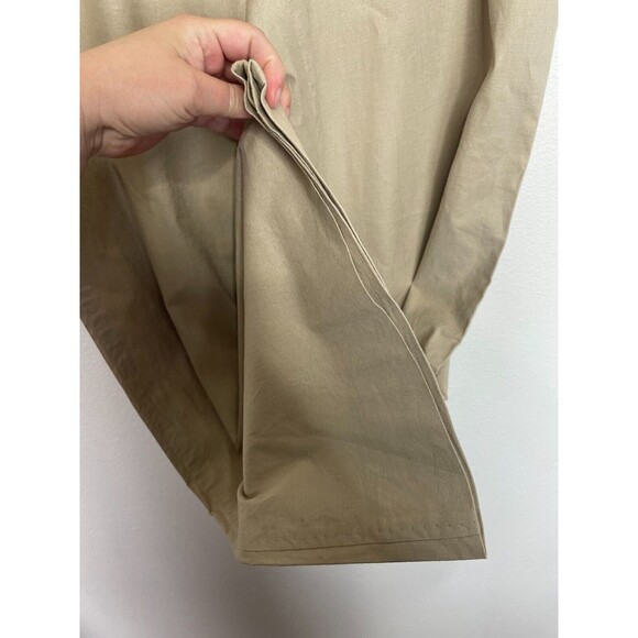 Tahari Size 12 Dress Pants Tan Linen Cotton Wide Leg Mid Rise Career - Picture 5 of 11